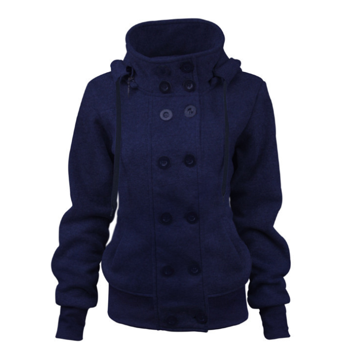 Autumn and winter new AliExpress best selling Double-breasted detachable hooded jacket Thick warm cotton coat women