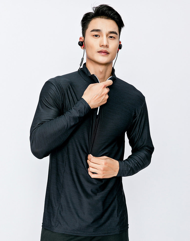 Sports fitness long sleeve men's loose, breathable and quick drying clothes