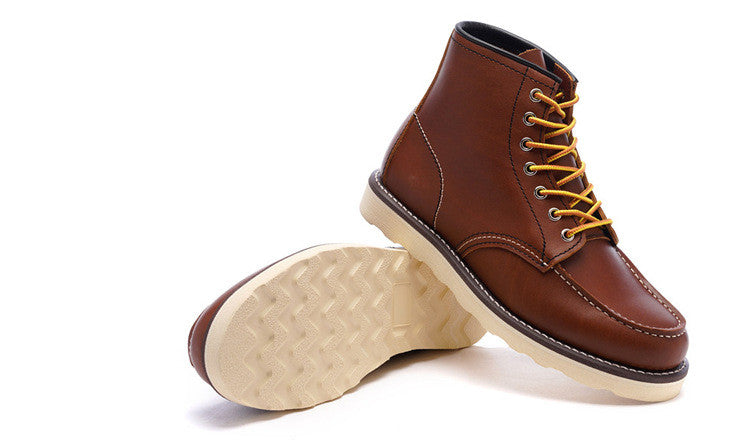 Retro Red Red Brown Leather Wing Tooling Shoes Single Boots 875 Locomotive Martin Boots Short Boots Men