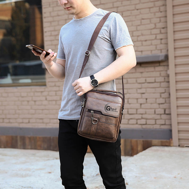 Mens Leather Handbags Shoulder Bags Sling bag Handbag Business Messenger Backpack Men Crossbody Casual Travel Bag Daily Man Bag Gift with Adjustable Shoulder Strap for Ipad 9.7 Inch