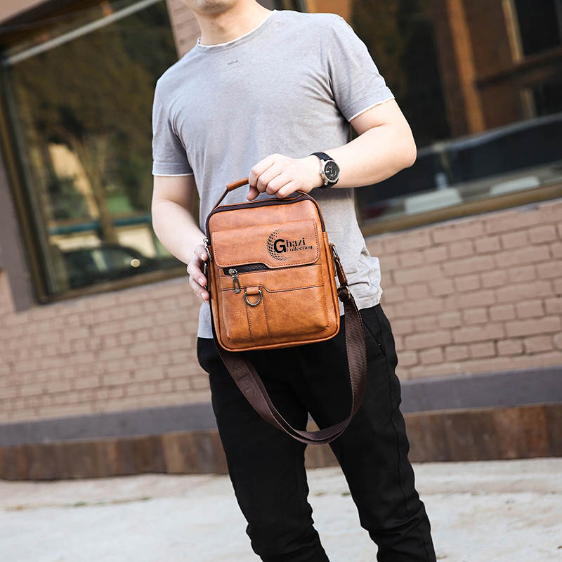 Mens Leather Handbags Shoulder Bags Sling bag Handbag Business Messenger Backpack Men Crossbody Casual Travel Bag Daily Man Bag Gift with Adjustable Shoulder Strap for Ipad 9.7 Inch