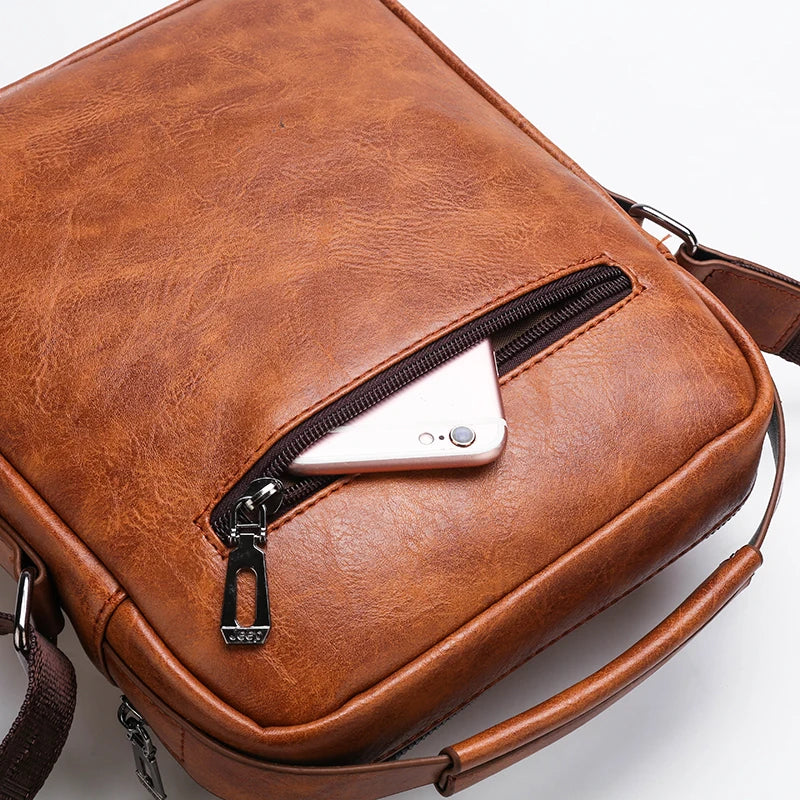 Mens Leather Handbags Shoulder Bags Sling bag Handbag Business Messenger Backpack Men Crossbody Casual Travel Bag Daily Man Bag Gift with Adjustable Shoulder Strap for Ipad 9.7 Inch