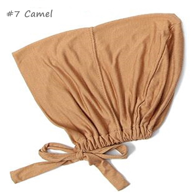 New Modal Elastic Elastic Strap Base Hat With Rope Hijab Solid Color Scarf Adjustable One Piece Drop Shipping