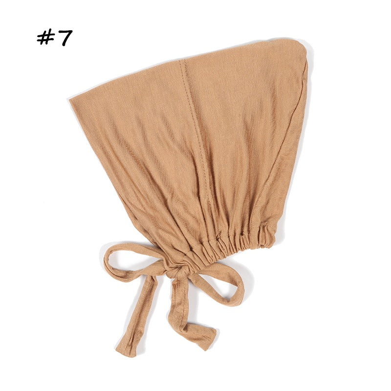 New Modal Elastic Elastic Strap Base Hat With Rope Hijab Solid Color Scarf Adjustable One Piece Drop Shipping