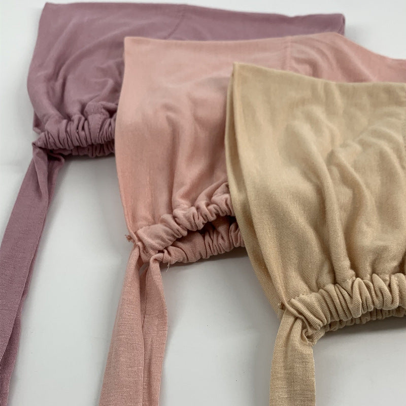 New Modal Elastic Elastic Strap Base Hat With Rope Hijab Solid Color Scarf Adjustable One Piece Drop Shipping
