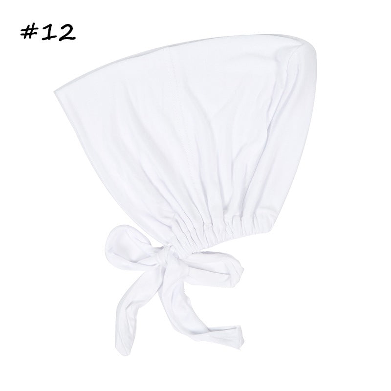 New Modal Elastic Elastic Strap Base Hat With Rope Hijab Solid Color Scarf Adjustable One Piece Drop Shipping