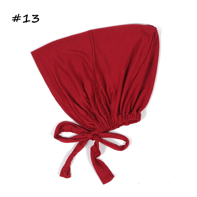 New Modal Elastic Elastic Strap Base Hat With Rope Hijab Solid Color Scarf Adjustable One Piece Drop Shipping