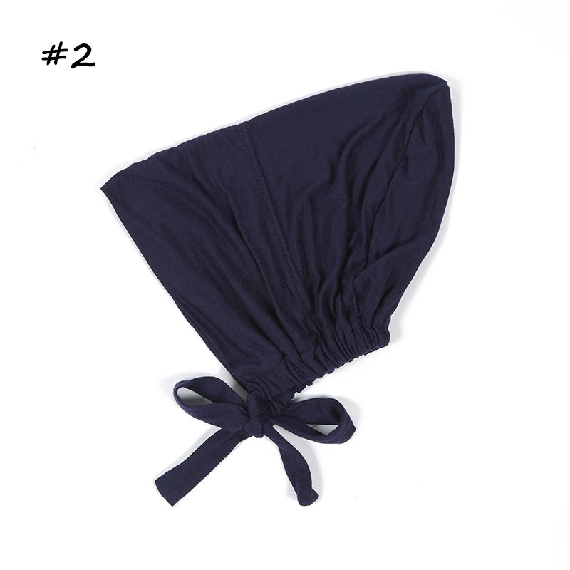 New Modal Elastic Elastic Strap Base Hat With Rope Hijab Solid Color Scarf Adjustable One Piece Drop Shipping