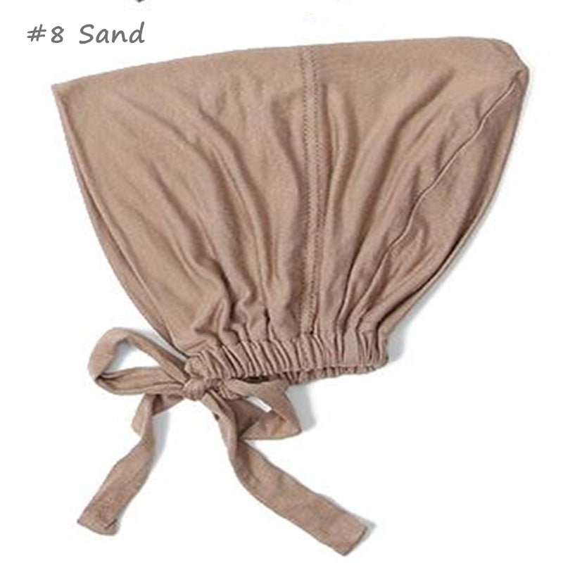 New Modal Elastic Elastic Strap Base Hat With Rope Hijab Solid Color Scarf Adjustable One Piece Drop Shipping